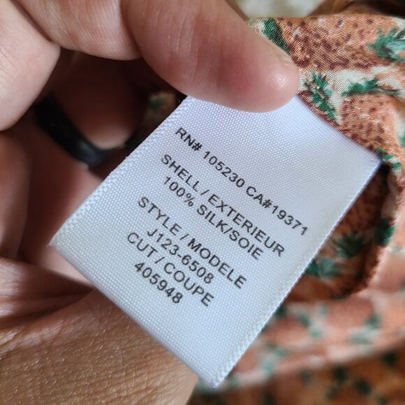 Joie Barnaby Orange Brown Green Pineapple Print Silk Shorts Size 4 - Picture 7 of 12